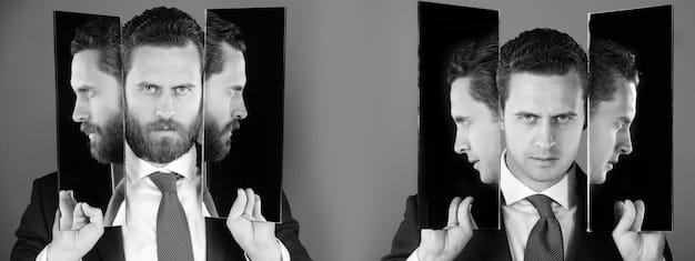 A split image: on one side, a photo of the director looking serious and artistic. On the other side, a photo of a generic Hollywood studio executive looking corporate and business-focused. The background is a blurred movie set to imply the movie industry context.