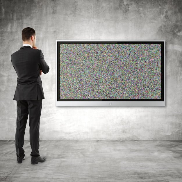 A TV screen displaying static, symbolizing the uncertainty surrounding the future of broadcast content regulations.