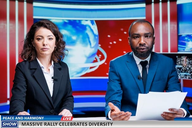 An editorial board meeting in a newsroom, showcasing the diverse opinions and perspectives that influence the final news product related to the election.