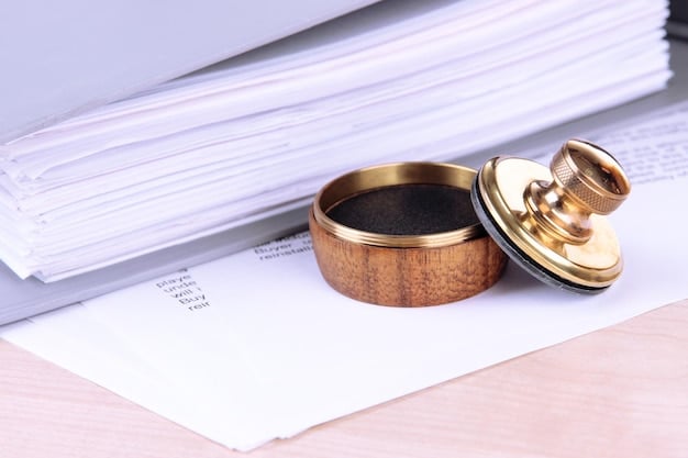 A gavel resting on a stack of legal documents related to net neutrality. The documents have labels like 
