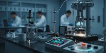 Advanced product testing lab with intricate equipment and scientists, representing regulatory shifts.