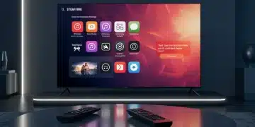 Smart TV Platforms 2026: Best US Interface & Faster Streaming Futuristic smart TV displaying a streaming interface with fast loading content