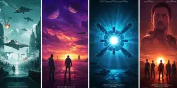 Dynamic collage of futuristic sci-fi movie scenes, including alien invasions, space exploration, and advanced technology, representing top Q1 2026 releases.