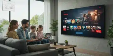 Family setting up parental controls on a streaming platform in 2026