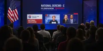 People watching a national debate, engaged with 2026 election coverage