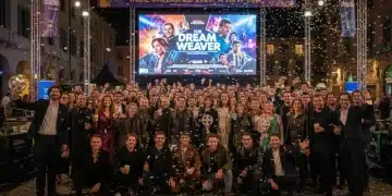Independent filmmakers celebrating success at a 2026 film festival