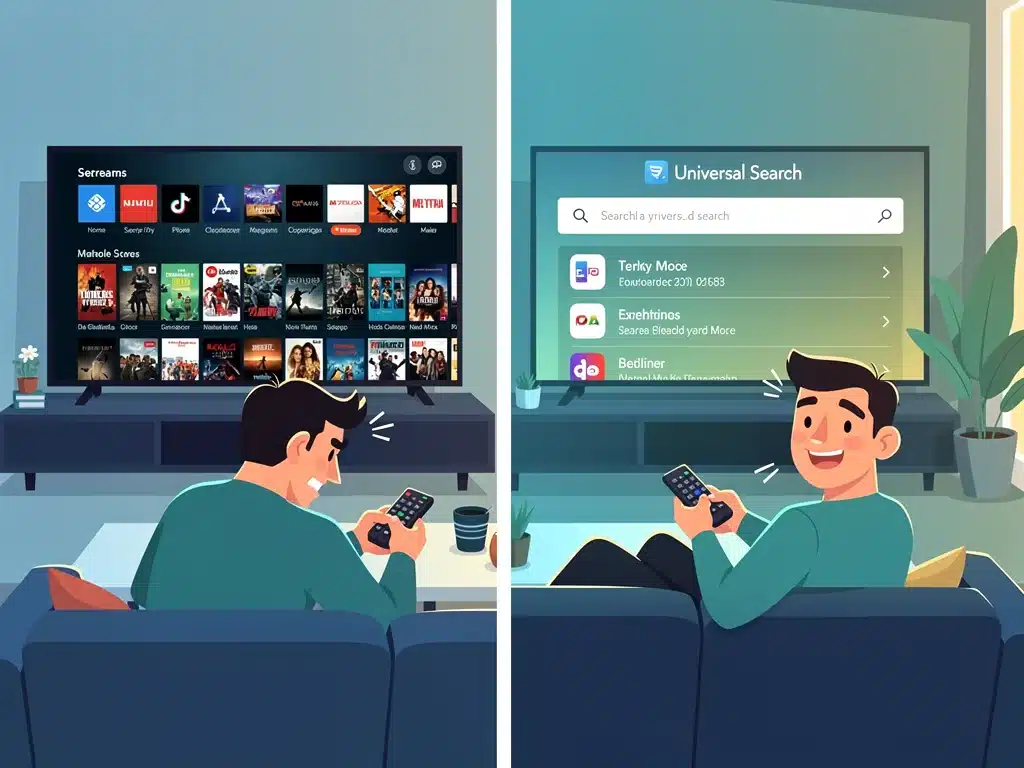 User enjoying efficient universal search on Smart TV