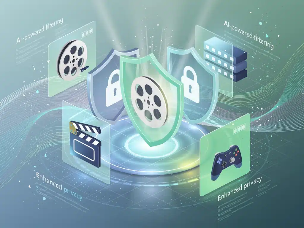 Abstract graphic illustrating secure content filtering and data protection
