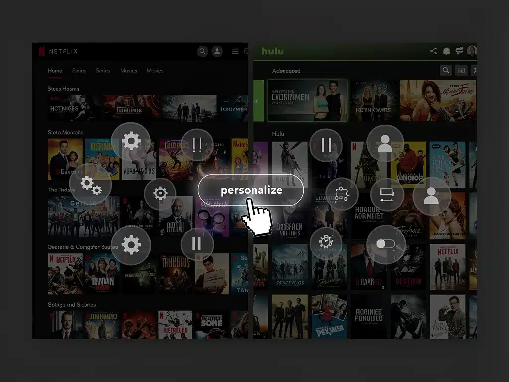 Accessing advanced settings on Netflix and Hulu to refine personalized content recommendations.