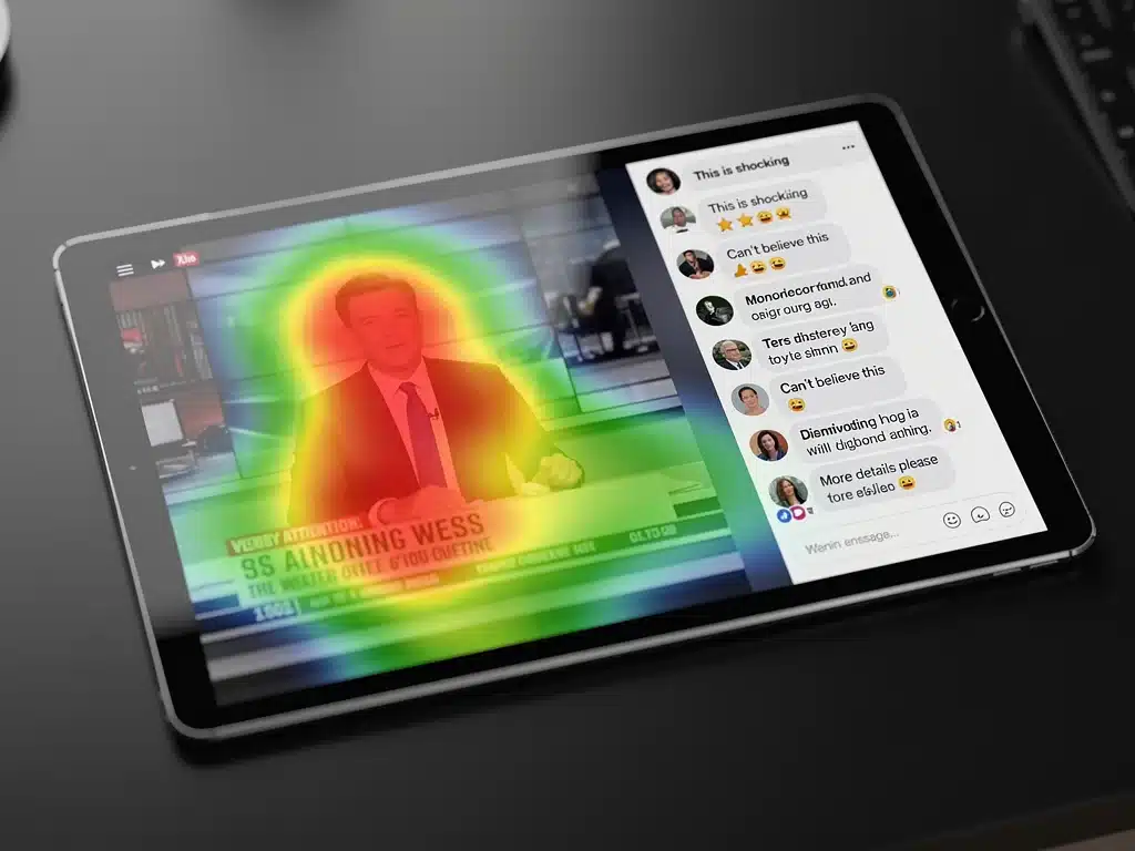 Heat map showing viewer attention on a TV news segment