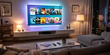 Smart TV displaying high-definition streaming content in a modern living room