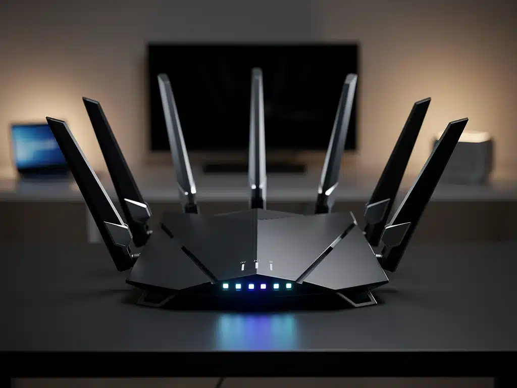 High-performance Wi-Fi 7 router optimizing home network for streaming.