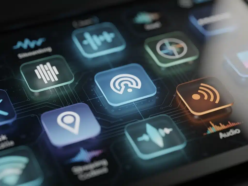 Visual representation of various audio codec icons for streaming