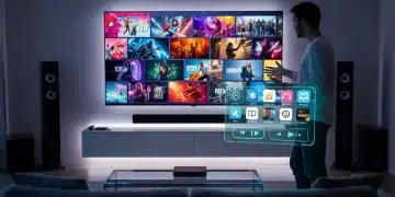 Futuristic streaming setup with high-resolution display and advanced audio