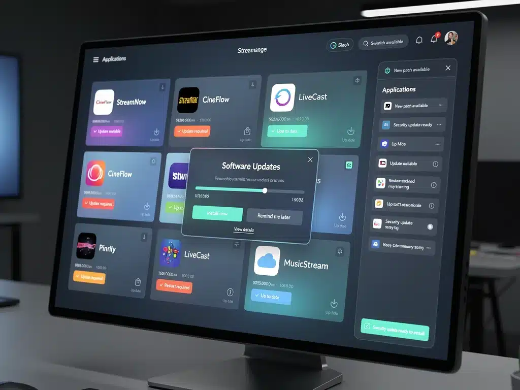 Software update interface for streaming applications